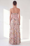 Blue A-Line Sweetheart Floral Long Mother Of the Bride Dress with Slit