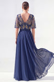 A-Line Green V-Neck Chiffon Floral Long Mother of the Bride Dress with Beading