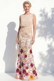 Dark Green Mermaid Bateau Neck 3D Floral Long Mother Of the Bride Dress