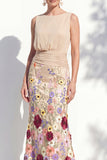Dark Green Mermaid Bateau Neck 3D Floral Long Mother Of the Bride Dress