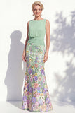 Dark Green Mermaid Bateau Neck 3D Floral Long Mother Of the Bride Dress