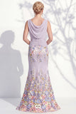 Dark Green Mermaid Bateau Neck 3D Floral Long Mother Of the Bride Dress