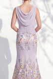 Dark Green Mermaid Bateau Neck 3D Floral Long Mother Of the Bride Dress