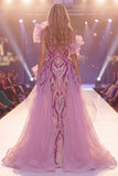 Sparkly Grey Purple One Shoulder Sequins Mermaid Long Pageant Dress with Slit