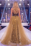 Sparkly Black Golden Mermaid Sweetheart Sequins Long Pageant Dress with Sash