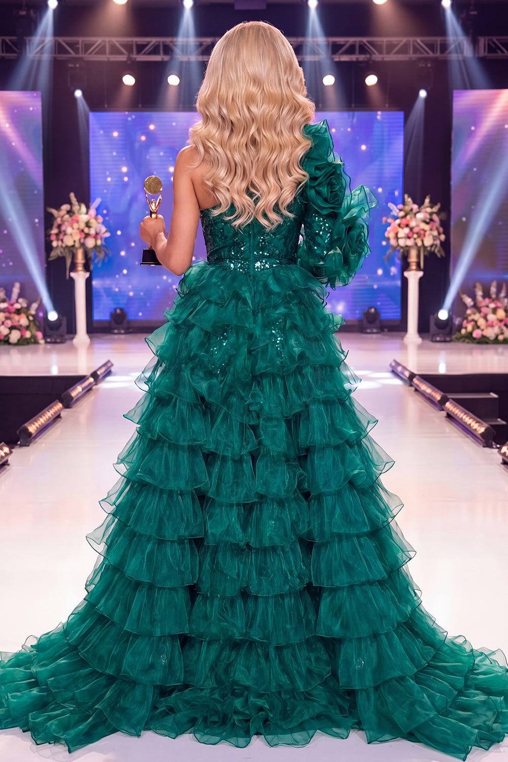 one shoulder pageant dresses Jovani 42785 Feather Embellished One-Shoulder Illusion Pageant Dress NUDE/GREY / 0
