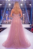 Mermaid Blush Sweetheart Corset Beaded Floral Long Pageant Dress with Sash