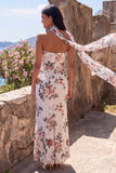 Ivory Sweetheart Mermaid Ruched Maxi Floral Dress with Slit