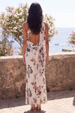 One Shoulder Ivory Mermaid Ruched Maxi Floral Dress