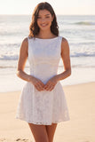 Ivory A Line Corset Lace Mini Dress