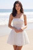 Ivory A Line Strapless Corset Beaded Mini Dress