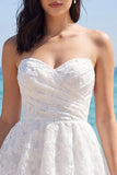 Sweetheart Floral A Line Tiered Little White Dress
