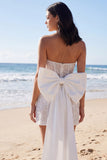 Ivory Strapless Bodycon Sequin Corset Mini Dress with Bow