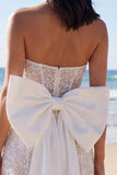 Ivory Strapless Bodycon Sequin Corset Mini Dress with Bow