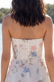 Strapless Floral Cut Out A Line Little White Dress