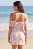 Off The Shoulder Floral A Line Little White Dress