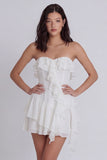 Strapless Ruffled A Line Little White Dress