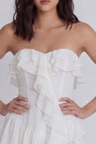 Strapless Ruffled A Line Little White Dress