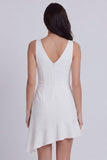 Ivory V-Neck Ruffled Bodycon Short Graduation Dress