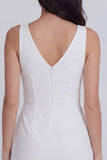Ivory V-Neck Ruffled Bodycon Short Graduation Dress