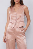 Dusty Rose 2 Piece V Neck Women's Suits with Pockets