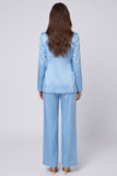 Shawl Lapel Light Blue 2 Piece Women's Suits
