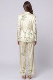 Notched Lapel Light Green Printed 2 Piece Women's Suits