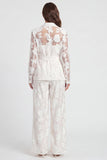 Notched Lapel 2 Piece Floral Ivory Women's Suits