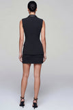 Black Double Breasted Sheath 2-piece Short Work Dress