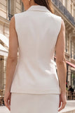 Ivory Shawl Lapel Single Breasted 2-piece Sheath Work Dress