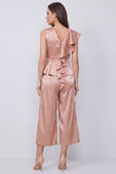 Dusty Rose V-Neck Ruffled 2-piece Work Suits