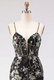 Pink Floral Corset Sequin Bodycon Homecoming Dress