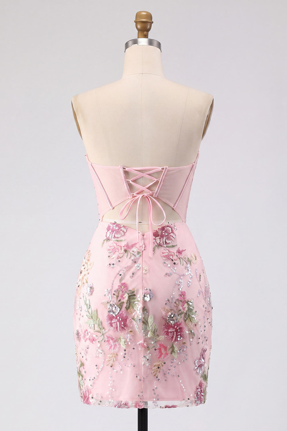 strapless floral sequin bodycon dress in pink Desiri Strapless Sequin Mini Dress Brown | Pink Floral | Brown | Pink Floral | Womens