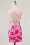Sage Green Floral Bodycon Spaghetti Straps Homecoming Dress