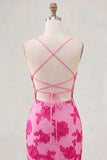 Sage Green Floral Bodycon Spaghetti Straps Homecoming Dress