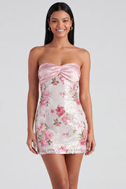 Light Pink Bodycon Strapless Mini Homecoming Dress with Sequins