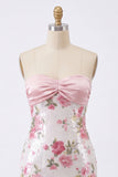 Light Pink Bodycon Strapless Mini Homecoming Dress with Sequins