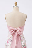 Light Pink Bodycon Strapless Mini Homecoming Dress with Sequins