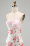 Light Pink Bodycon Strapless Mini Homecoming Dress with Sequins