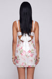 Ivory Floral Bodycon Sequin Ruched Homecoming Dress with Bow