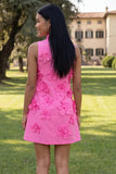 Yellow Round Neck Bodycon Homecoming Dress with 3D Flowers
