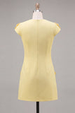Yellow Round Neck Bodycon Homecoming Dress with 3D Flowers