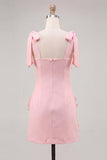 Pink Bodycon Thick Straps Homecoming Dress with 3D Flowers