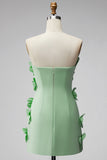 Strapless Green Short Homecoming Dress with 3D Flowers