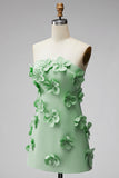 Strapless Green Short Homecoming Dress with 3D Flowers