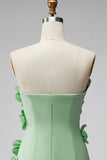 Strapless Green Short Homecoming Dress with 3D Flowers