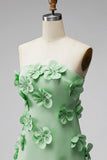 Strapless Green Short Homecoming Dress with 3D Flowers