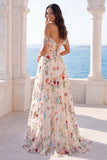 Off the Shoulder Ivory Floral Corset A Line Wedding Dress