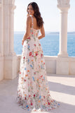 Ivory A Line Square Neck Corset Floral Wedding Dress