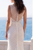 Lace Mermaid Illusion Neck Ivory Sweep Train Wedding Dress
